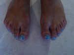 Blauwe acrylnagels tenen